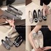 Strass spitze dicker Absatz flauschige Schuhe Damen Frühjahrsmode 2025 neu Koreanische Version lässiges Temperament flache Schuhe