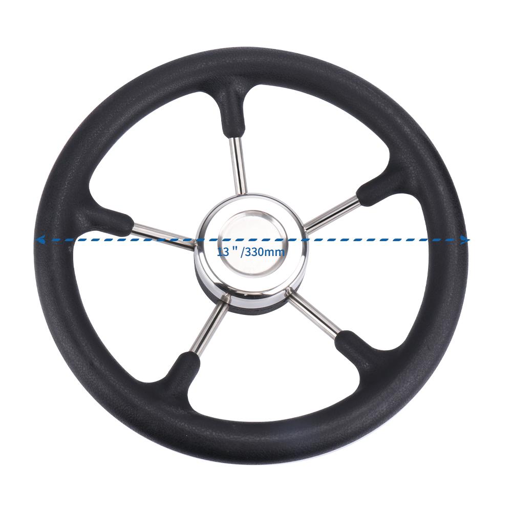Boat Accessories Marine 13 Inch stainless steel 5 Spoke Destroyer Steering Wheel with Black Foam