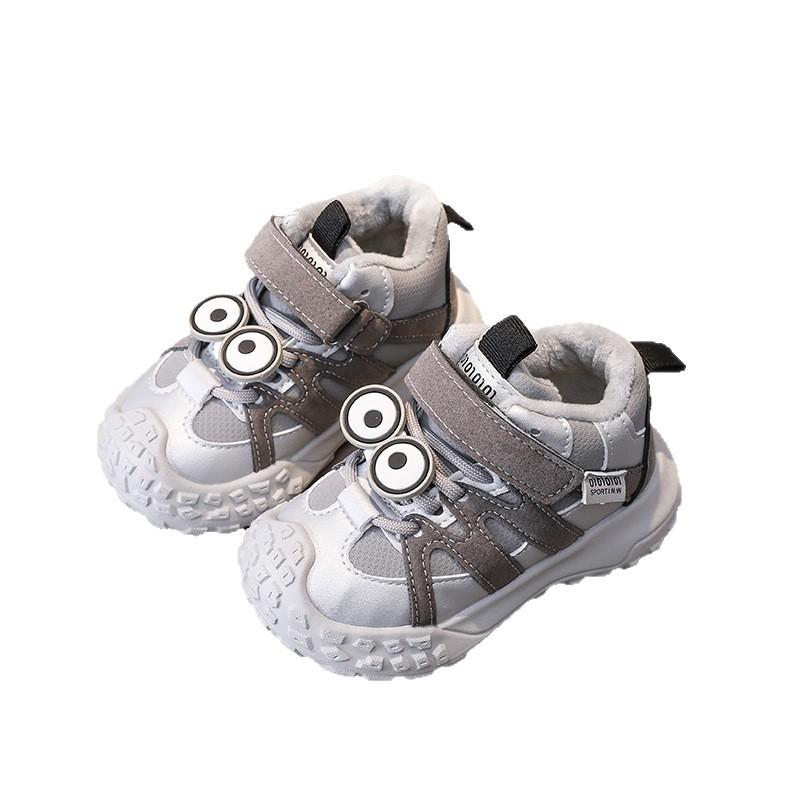 Autumn Winter Kids Fleece Lined Mesh Sneakers Boys Girls Non Slip Soft Sole Casual Running Shoes Durable And Comfortable