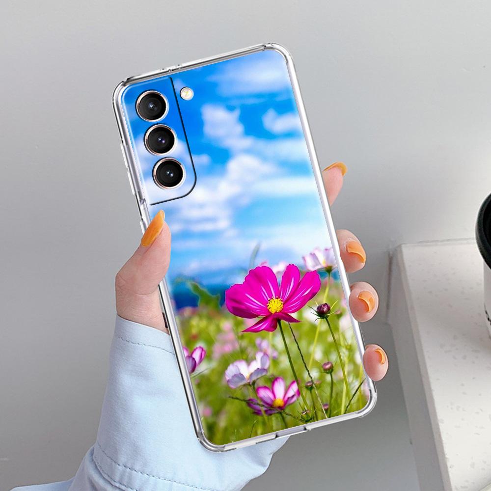 Phone Case For Samsung Galaxy S26 S25 S24 S23 S22 Ultra S20 S21 FE 5G Plus Soft Clear Cover Summer Colorful Flower
