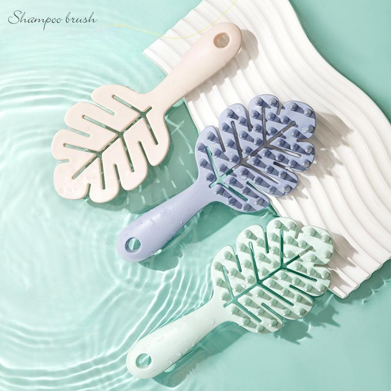 1Pc Leaf Shampoo Brush Scalp Massage Brush Head Washing Comb Two-sided Hair Massager Bath Brushes Body Scrubber Hair Accessories