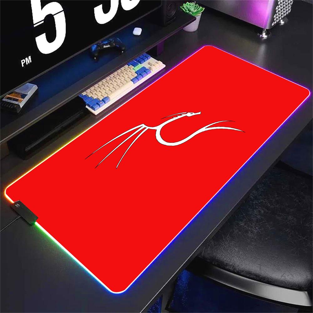 Deskmat Kali Linux Xxl Mouse Pad Gamer Rgb Pc Cabinet Gaming Accessories Keyboard Mousepad Anime Carpet Mats Large Computer Mat
