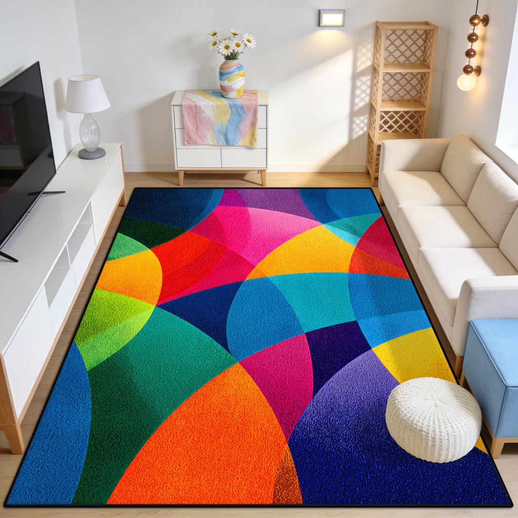 Modern Abstract Art Easy Clean Fluffy Carpet Decoration Bedroom Living Room Soft Cute Rug Antiskid Short Velvet Large Floor Mat