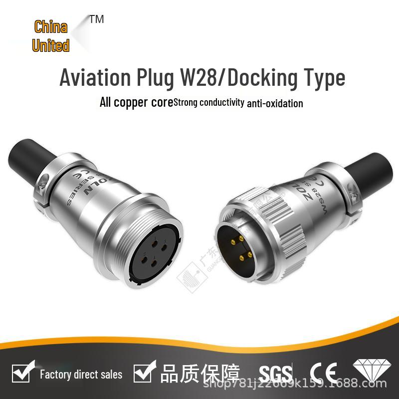 WS28 Copper Core 4-Core High Power Aviation Plug for Industrial Automation