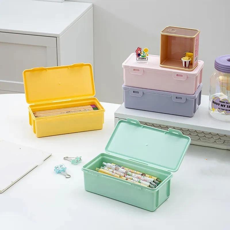 Macaron Color Plastic Pencil Case With Large Capacity And Snap Lid Perfect For Students School Stationery Storage