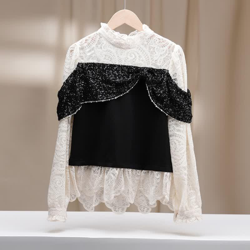 Elegant Lace Color-Block Blouse XL