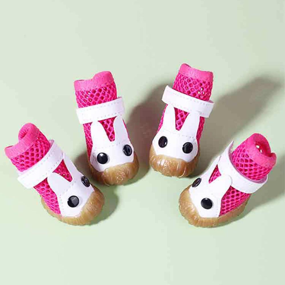 4Pcs Hollow Out Dog Breathable Net Shoes Non-slip Dog Paw Protectors Mesh Dog Shoes  Hot Pavement