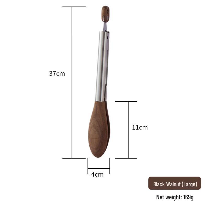 Yi Pan Premium Wood & Stainless Steel Food Tongs