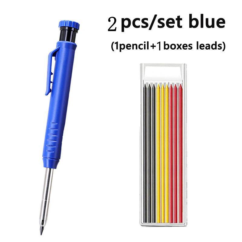 2.8mm Solid Carpenter Mechanical Pencil With Sharpener For Woodworking Construction Long Head Carpenter Pencil Stationery Tools