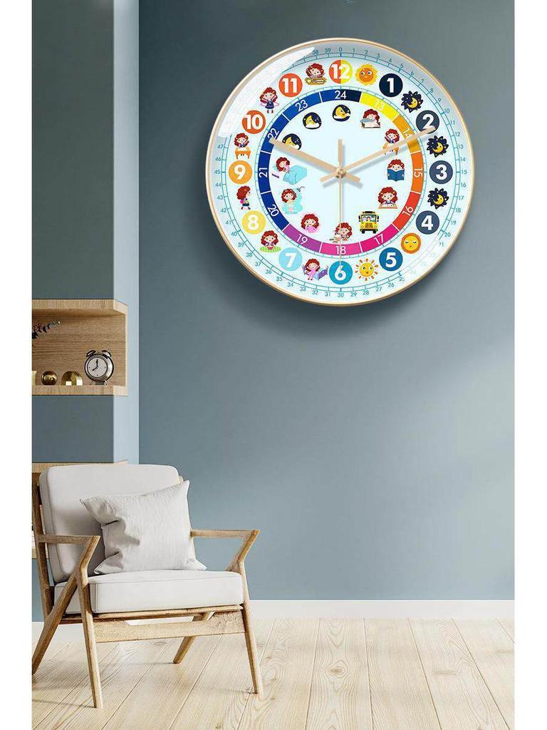 Kids' Educational Cartoon Wall Clock for Learning Time - Silent Clock for Children's Bedroom and School