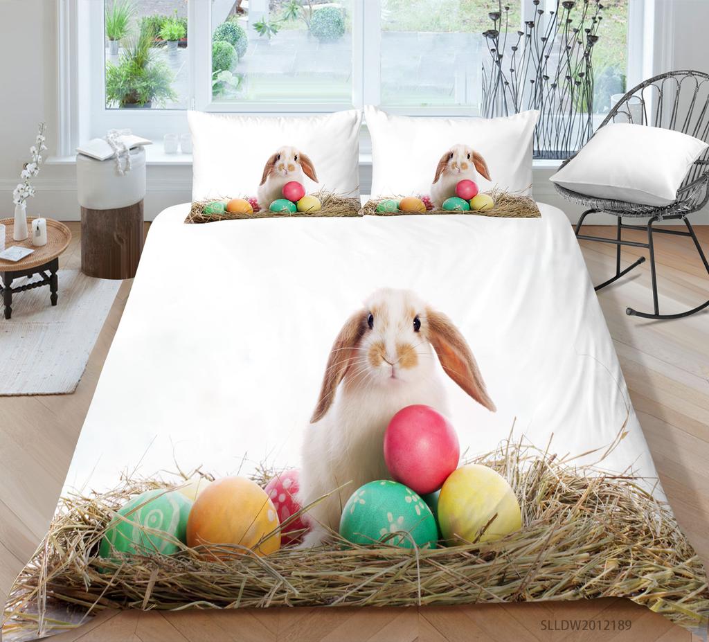 Rabbit Series 3D Digital Printing Bedding Three-Piece Polyester