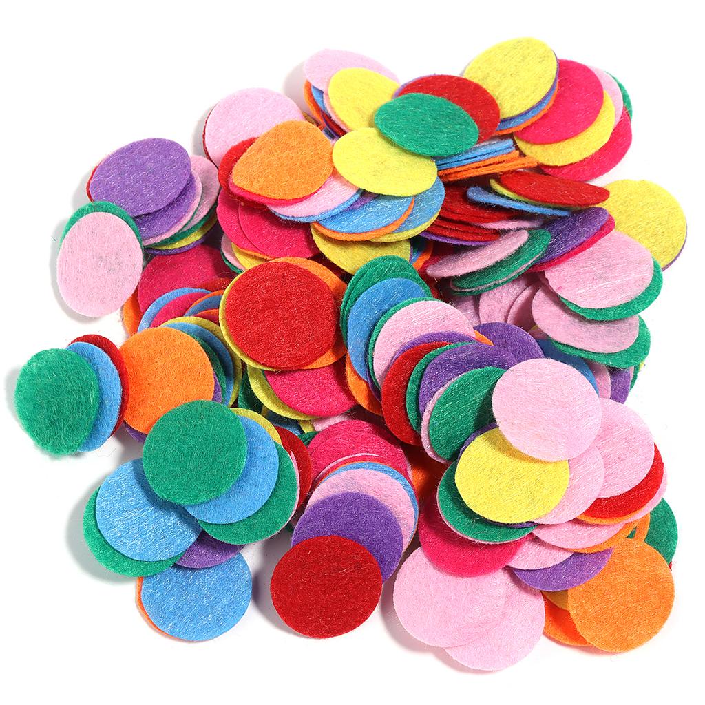 100-300pcs Round Non Woven Felt Circle Pads 15-45mm Colorful Fabric Patches Dots Appliques For DIY Scrapbook Handicrafts Decor