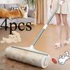4pcs/set (3 Rolls of Paper+1 Mop Long Handled Hair Remover, Retractable Hair Brush for Clothing, Household Floor Cleaning Tool for Cat Hair