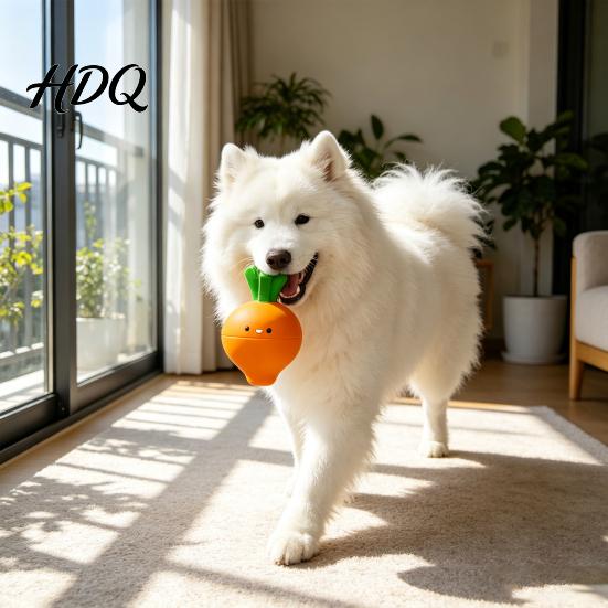 Durable Rubber Puppy Toys Carrot Shape Squeaky Dog Toy Latex Interactive Pet Active for Home Elastic Chew Toy Small Dogs Boredom Relief And Training