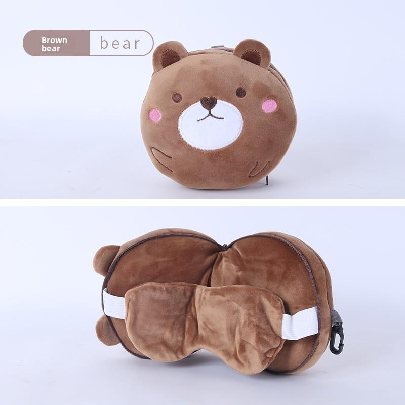 Cute Cartoon Ushaped Pillow With Water Crystal Fabric For Home And Travel