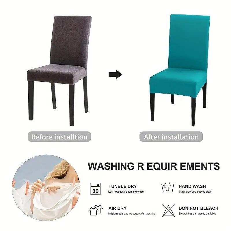 4PCS/6PCS Four Seasons Solid Color Elastic Chair Covers for Home, Hotel, and Restaurant