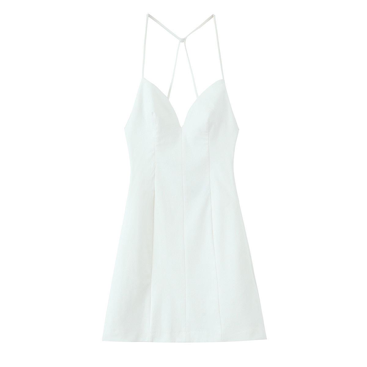 

Весна 2025 Женское Европейский и Американский Стиль Приталенное Платье Мини с Вырезом Сердечком XS белый