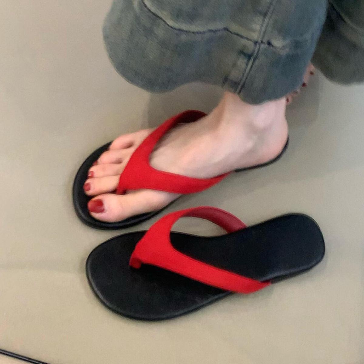 

Женские универсальные туфли-лодочки на плоской подошве, шлепанцы, универсальные, удобные, для отдыха, пляжные туфли 38 красный