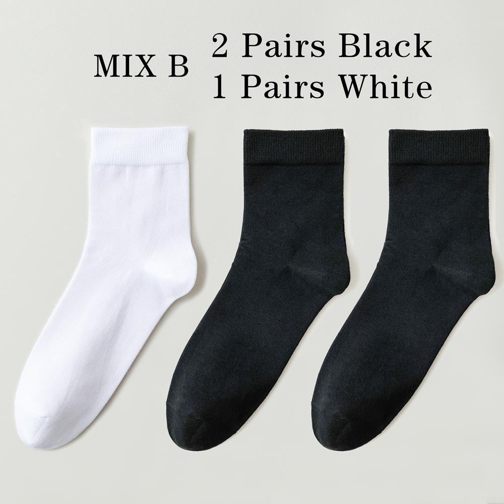 

3 пары высококачественных повседневных мужских деловых носков, мягкие дышащие хлопковые носки, быстросохнущие, черные, белые, длинные носки EU39-46 US6.5-12