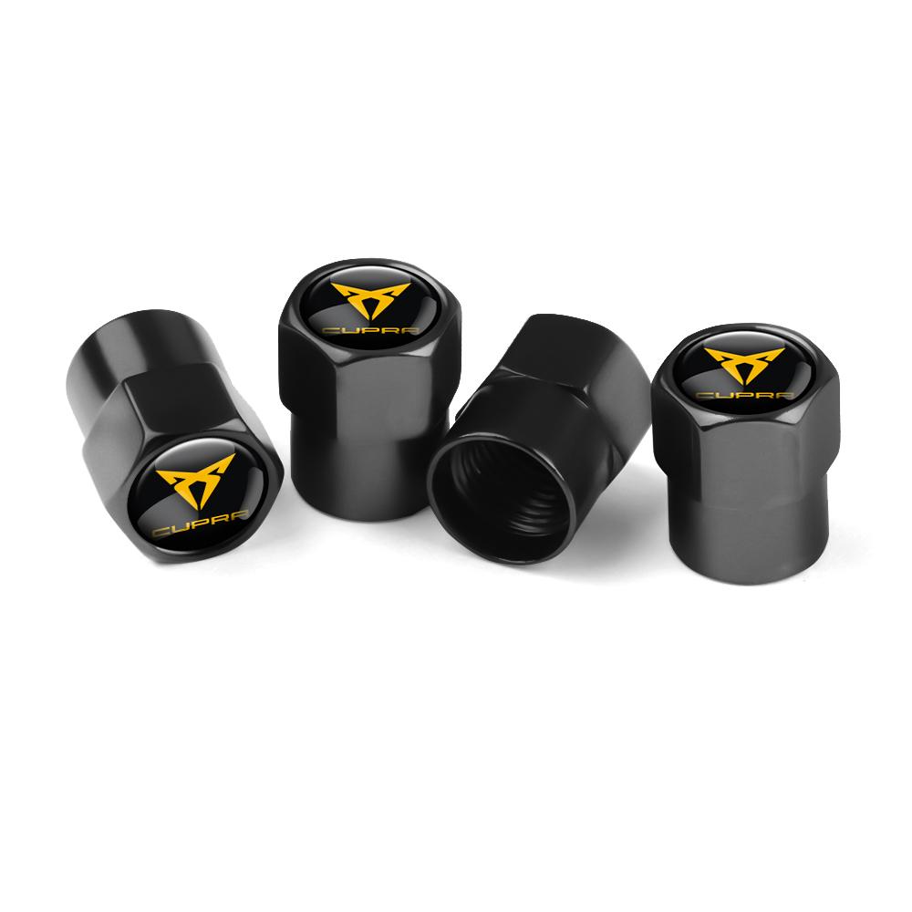 Car Wheel Tire Valve Caps Tyre Stem Cover Bolt-In Accessories For SEAT Cupra FR Ibiza Leon Arona Ateca Toledo E-Racer Formentor