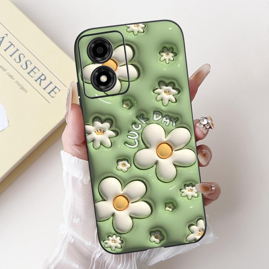 For Motorola Moto E13 4G Phone Case Moto E14 5G Back Cover Soft Matte Silicone Slim Fundas Lovely Panda Rabbit Flower Cartoon
