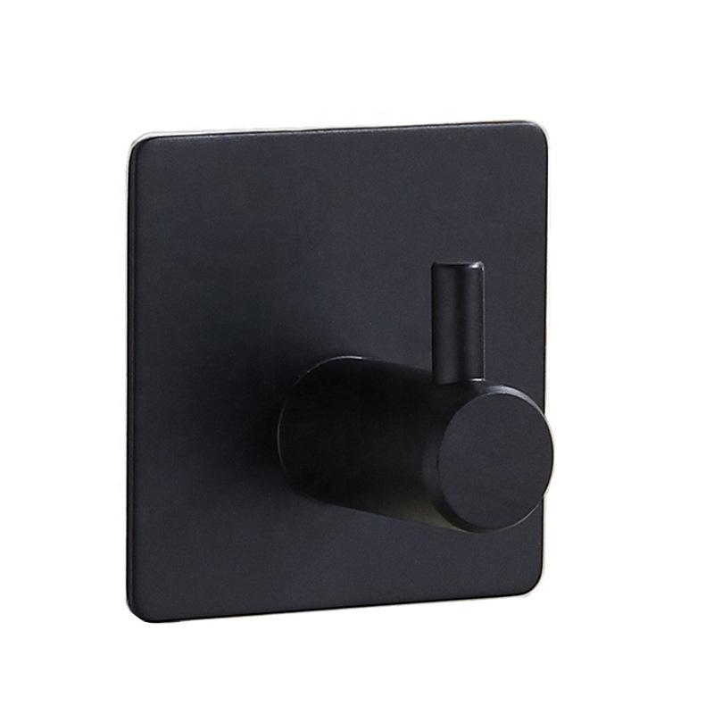 Self-Adhesive Coat Rack Hook Black Brushed White Stainless Steel Wall Mounting Without Drilling for Clothes