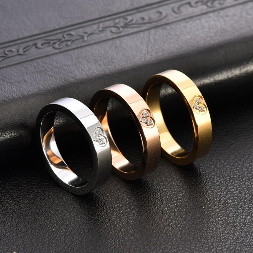 18K Gold Heart-shaped Women's Rings with Diamond Minimalist Dainty Love Symbol Stackable Bands for Engagement Wedding Jewelry