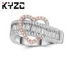 Trendy Two-Color Ring, Exquisite Love Simulation Diamond Heart-Shaped Women'S Ring, Slightly Inlaid With Square Zircon.
