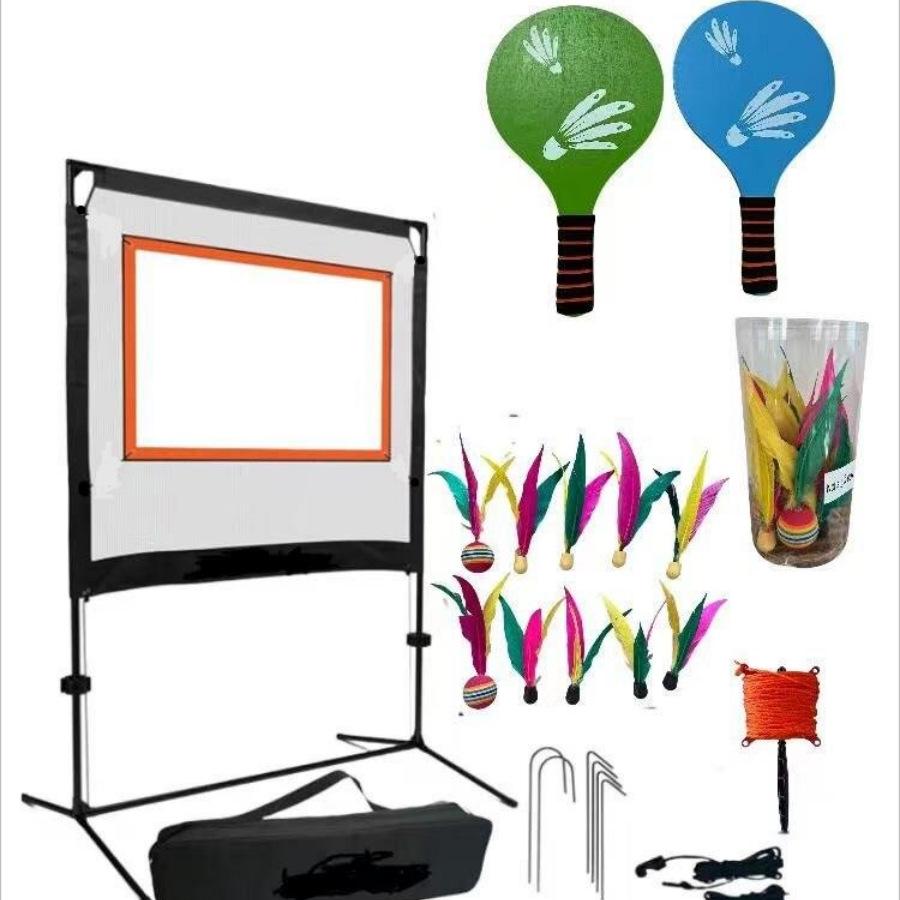 Badminton Net Set with Rackets, Storage Bag & Tennis Marker Ball for Indoor/Outdoor Sports