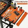 Outdoor Barbecue Shelf Pad for Serving Changes, Flexible BBQ Side Pad with Split Bays, Spill Lip and Rest Cuts