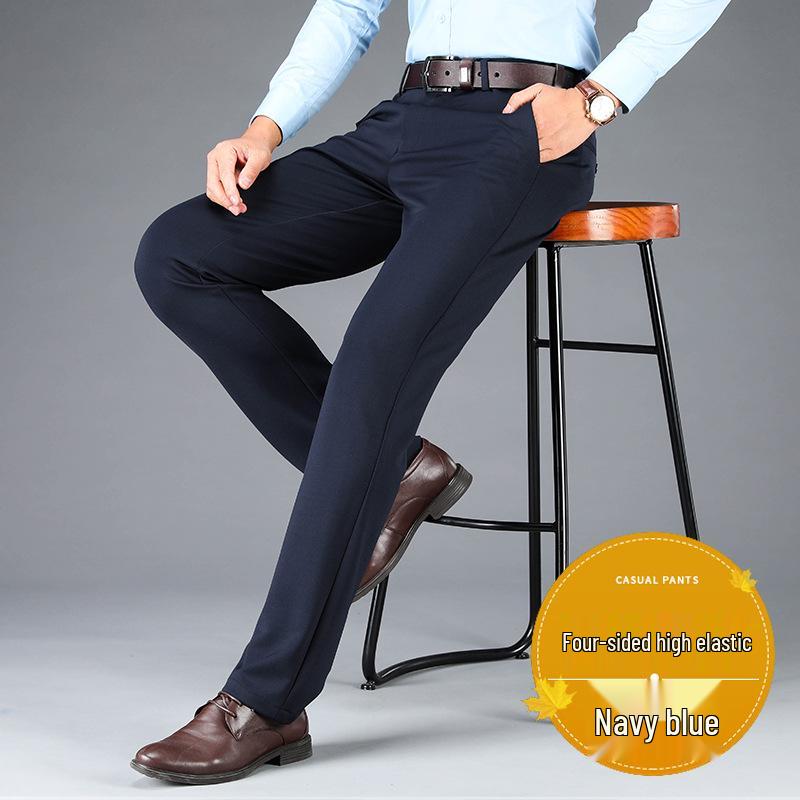 Plus Size Men's Summer Casual Pants, XL, Extra Wide, Four-Way Stretch, Straight Leg, Loose Fit, Business Slacks.