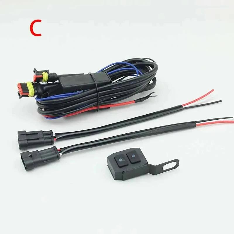 1set Motorcycles LED Spotlight Switch Fog Light Wiring Harness Relay Wire with Flash Wireless Controller Switch Universal
