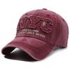 Vintage washed NYC embroidered baseball cap men's and women's soft top curved brim sun hat fashionable outdoor breathable cap