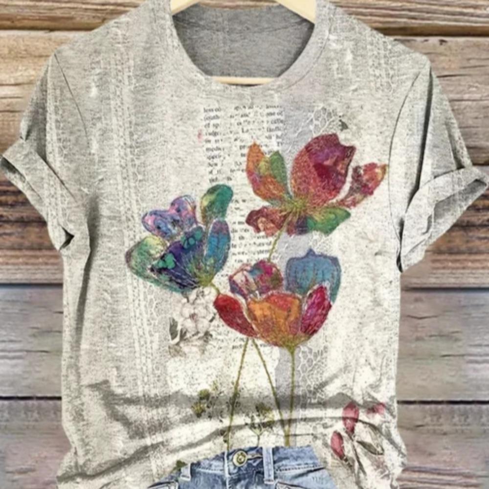 

Летние новые креативные женские футболки с круглым вырезом и 3D-цифровой печатью 6XL