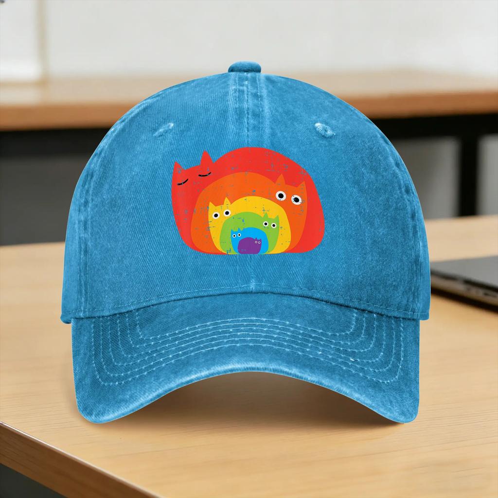 Gay Rainbow Cats in Cats LGBT Flag Pride Month Sun Baseball Cap Unisex Men Print Hip Hop Hats Summer Cool Sports Baseball Caps