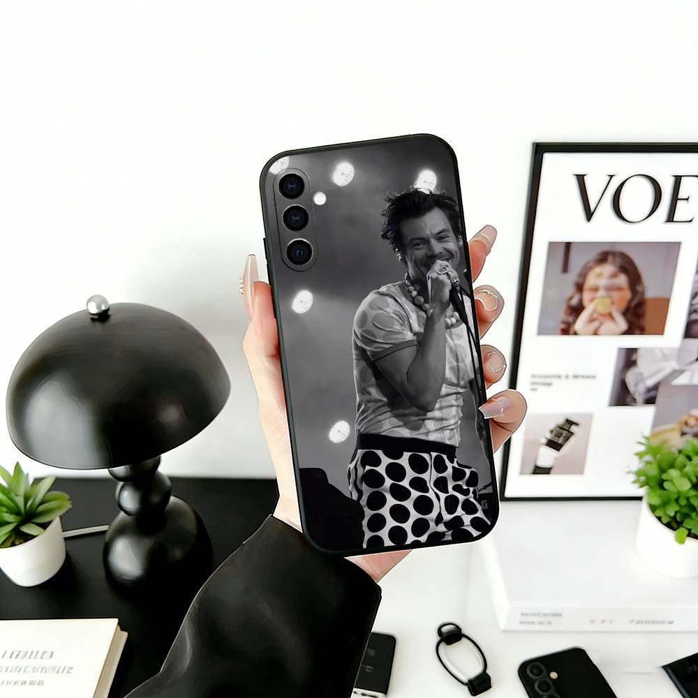 

H-Harry Styles Phone Case Black Silicone Soft For Samsung Galaxy A73,A72,A71,A70,A53,A52,A51 Samsung a40