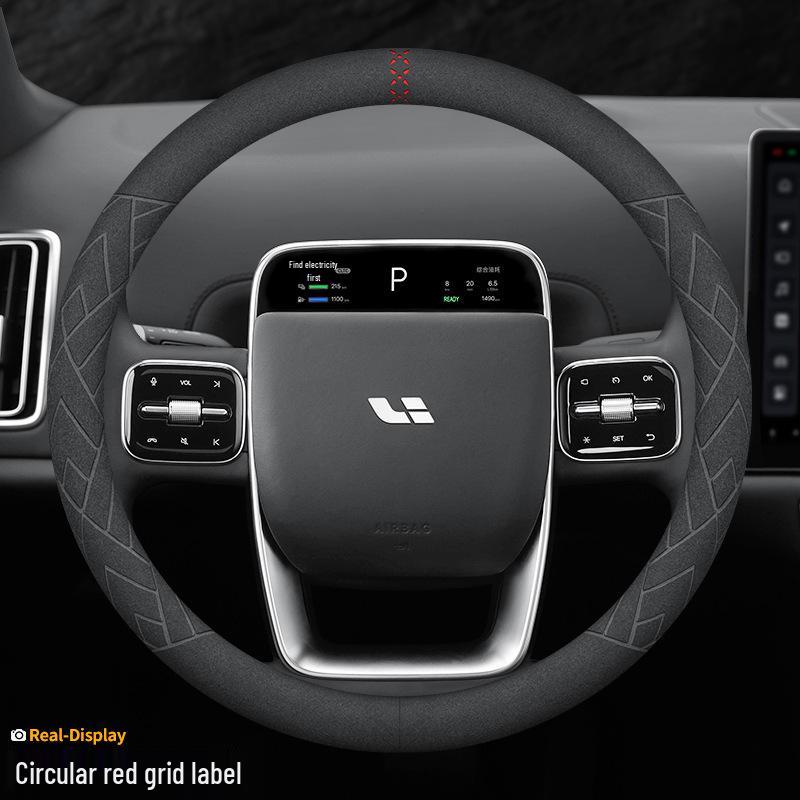 Použitelný Ideální L9L8 Ultratenký Semišový Potah Volantu, Absorbující Pot, Protiskluzový, Pravá Kůže, pro Muže a Ženy