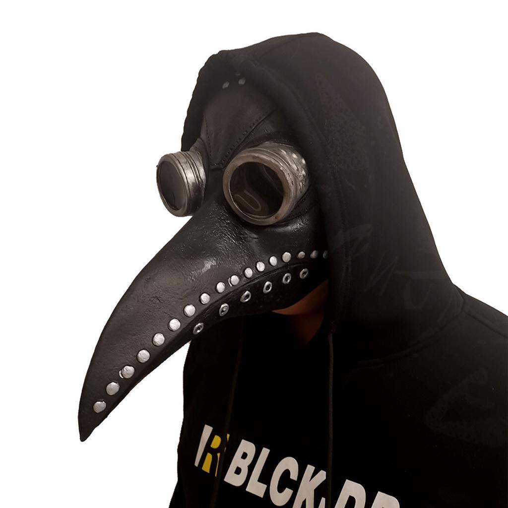 Halloween Plague Doctor Mask Crow Bird Beak Black Death Virus Death Mask Party latex headgear