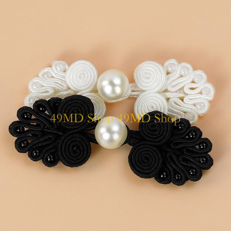 49MD Hand Sewing Fasteners Cheongsam Knot Pearls Closure Button Clothing Decoration Traditional Hand Costume Accessory 10PCS
