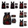 Anime Style Three-piece Backpack Set For Kids With Geometric Pattern And Pencil Case