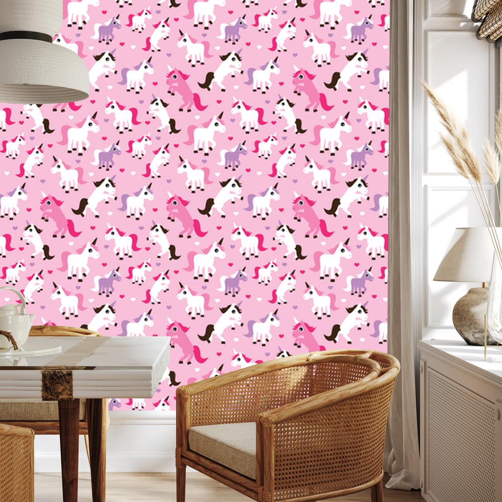 Unicorns and Hearts Wallpaper for Living Room and Bedroom 50x1000
