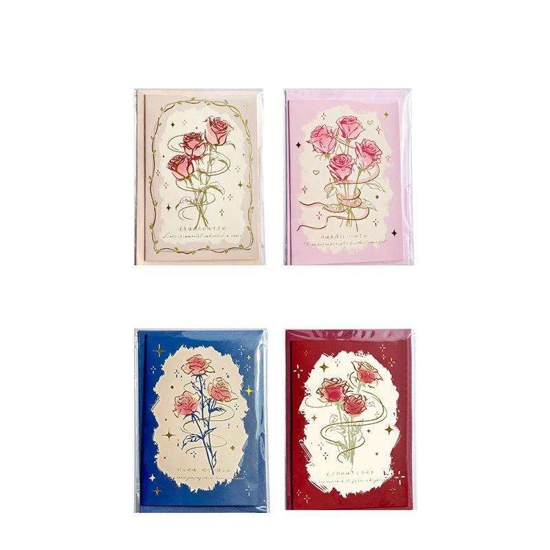 

20PCS Holiday Hot Stamping 3D Greeting Card Mothers Day Birthday Greeting Card Blessing Card Envelope 3D Floral Thank-you Letter 1pcs