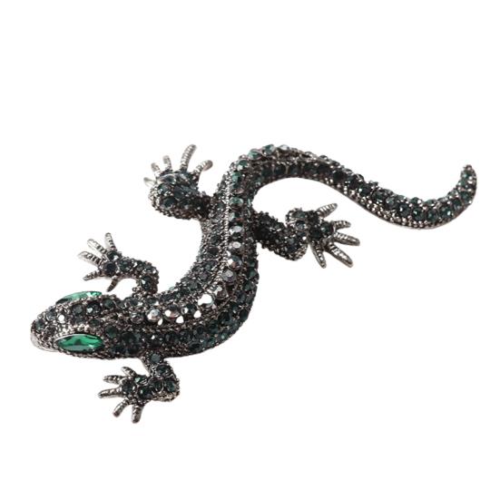 Unisex Brooch Pin Lizard Colorful Rhinestones Jewelry Vintage Long Lasting Blazer Brooch Clothes Decor