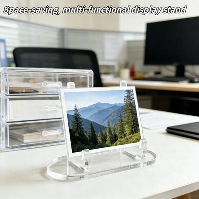 Clear Acrylic Display Stand Practical Easel Design Desktop Organizer For Cards, Badges, Mini Collectibles & Photos Display