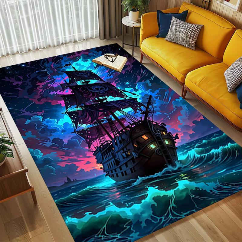 Pirate Ship Area Rug Carpet For Bedroom Game Playroom Living Room Nonslip Sofa Office Home Decor Doormat Christmas Gift C342