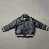 Chaqueta de Cuero GLYDE Chaqueta de Béisbol Clásica de Cuero Negro
