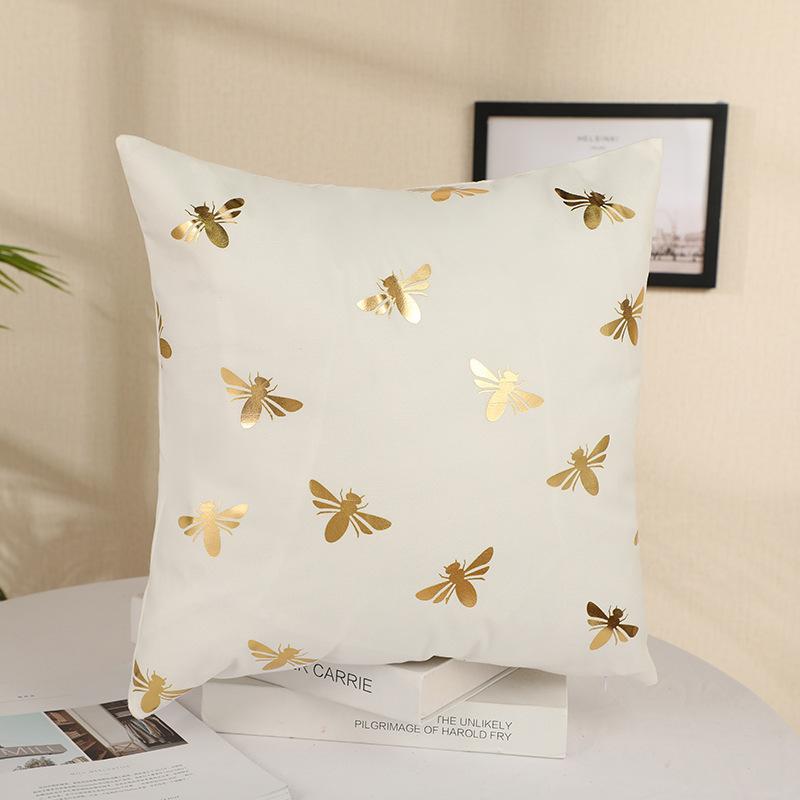 

Ins Nordic Style Square Short Plush Bronzing Pillow Case Sofa Bedroom Cushion Car Office Lumbar Pillow Soft 45 * 45cm