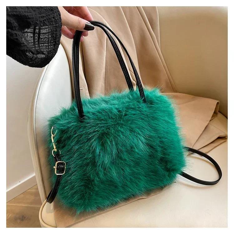 Genți de umăr pătrate din blană rafinată iarnă stil nou frumos stil proaspăt fierbinte fată genți calde casual super cool