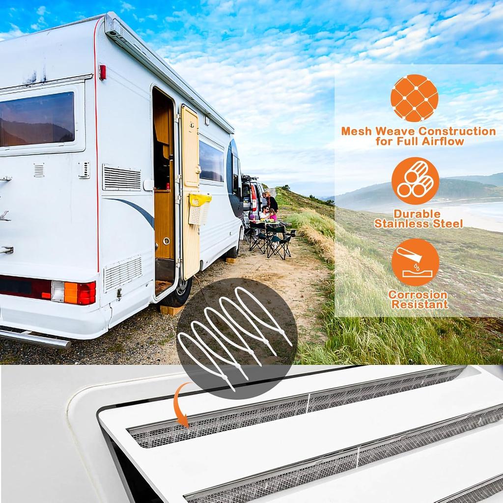 Eazy2HD 10 Pack Flying Ect Screen For RV Refrigerator And Furnace Vents - Stainless Steel Mesh With Tallation Tool And Silicone Rubber For Camper