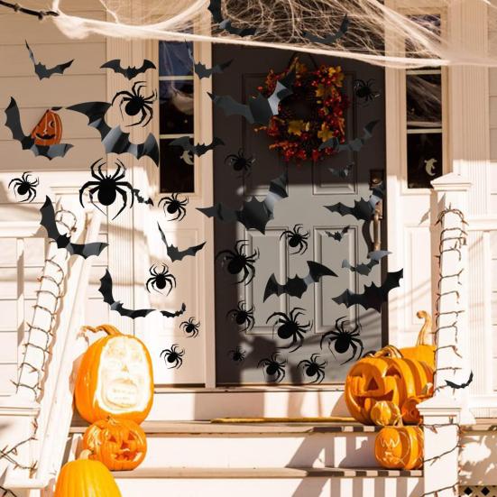 72/120Pcs 3D Bat Wall Stickers Realistic Pattern Easy to Install Wall Decals Halloween Decorations Party Supplies